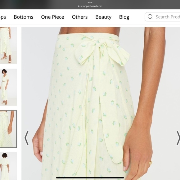 Faithfull the Brand Rare Aubrie Wrap Bow skirt in Bisset Yellow Aqua floral Sz S - Picture 7 of 16